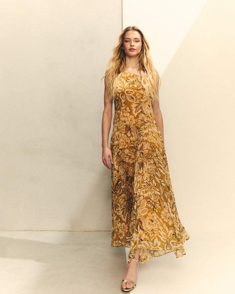 VESTIDO ESTAMPADO ESCOTE ASIMETRICO