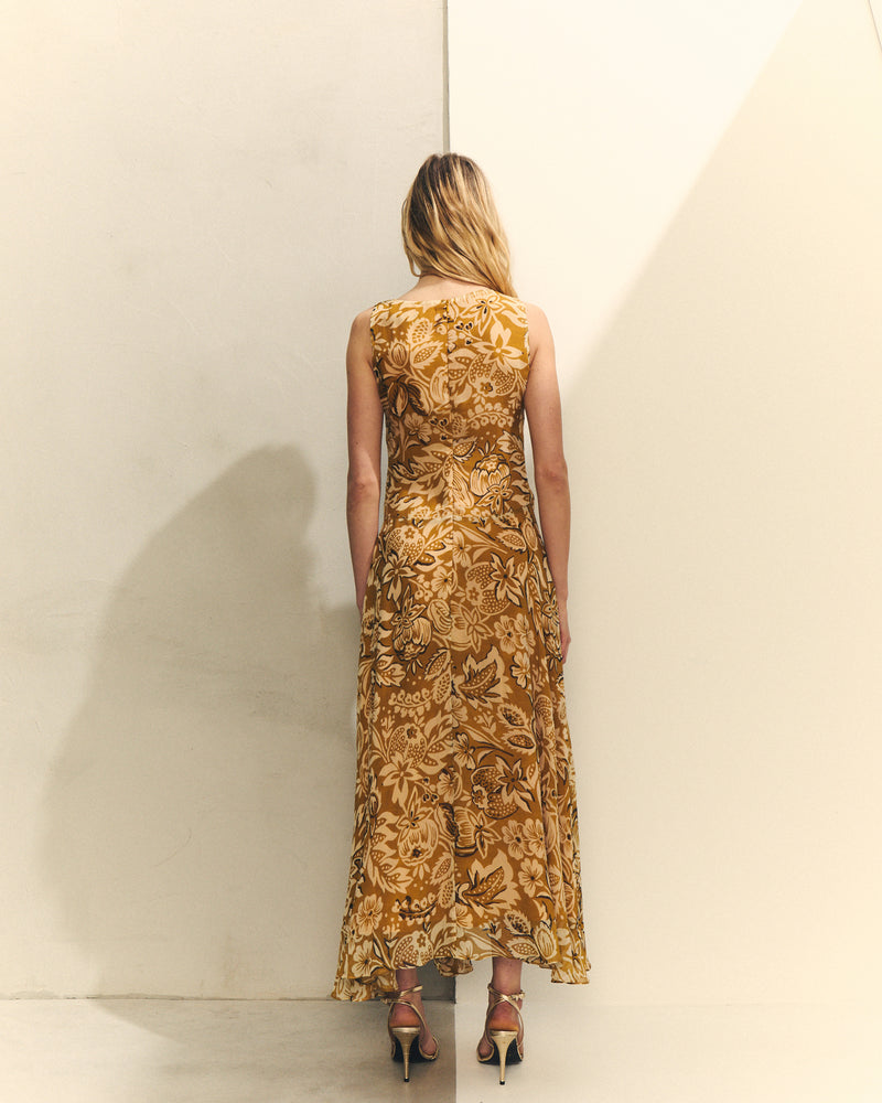 VESTIDO ESTAMPADO ESCOTE ASIMETRICO