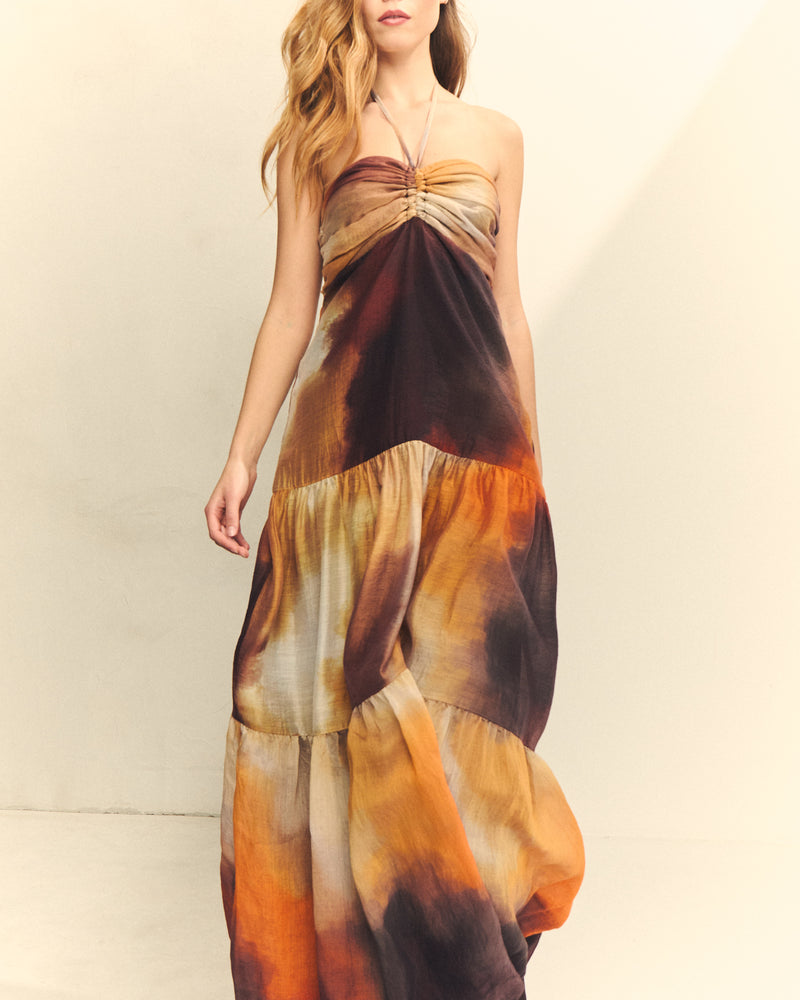 VESTIDO FRUNCIDO ATADO AL CUELLO