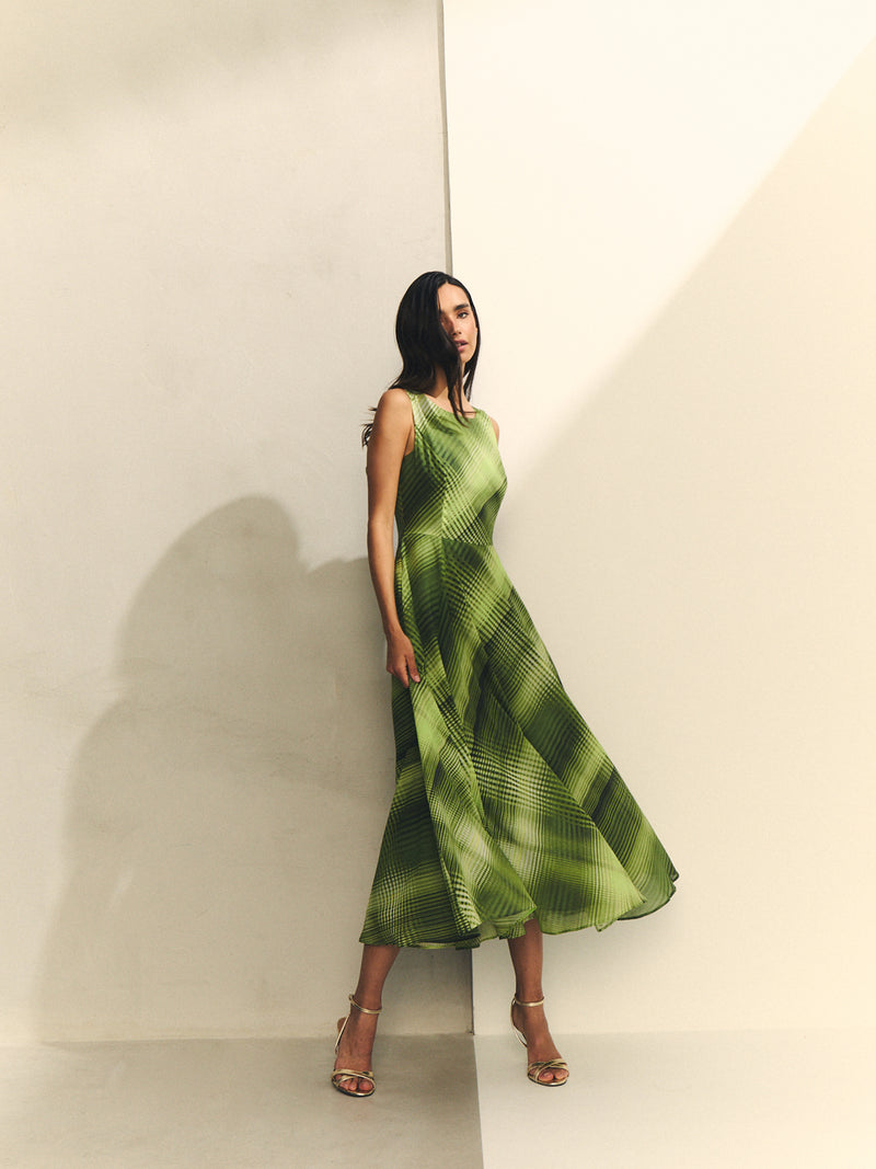 VESTIDO TIRANTES  ESTAMPADO CUADROS