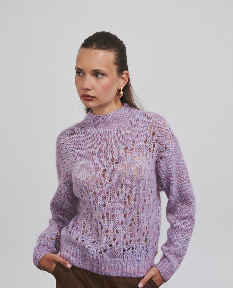 Jersey calado de mujer con cuello alto