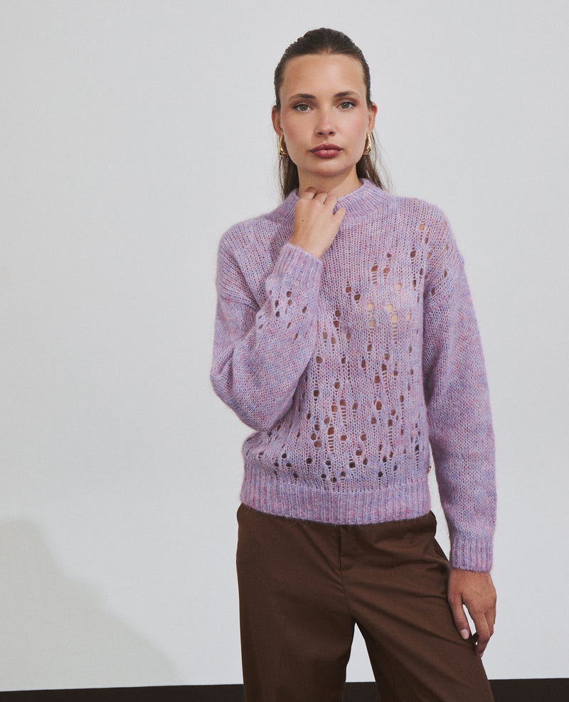 Jersey calado de mujer con cuello alto
