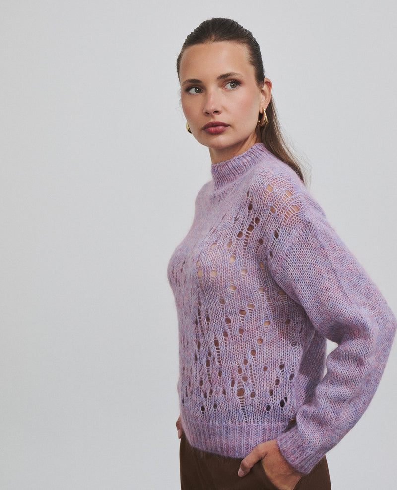 Jersey calado de mujer con cuello alto