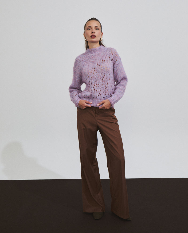 Jersey calado de mujer con cuello alto