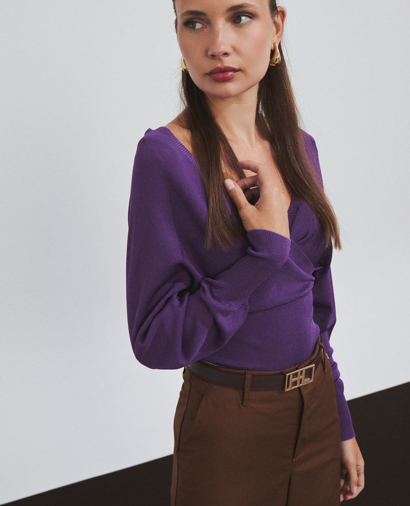 Jersey cruzado de mujer con escote pico