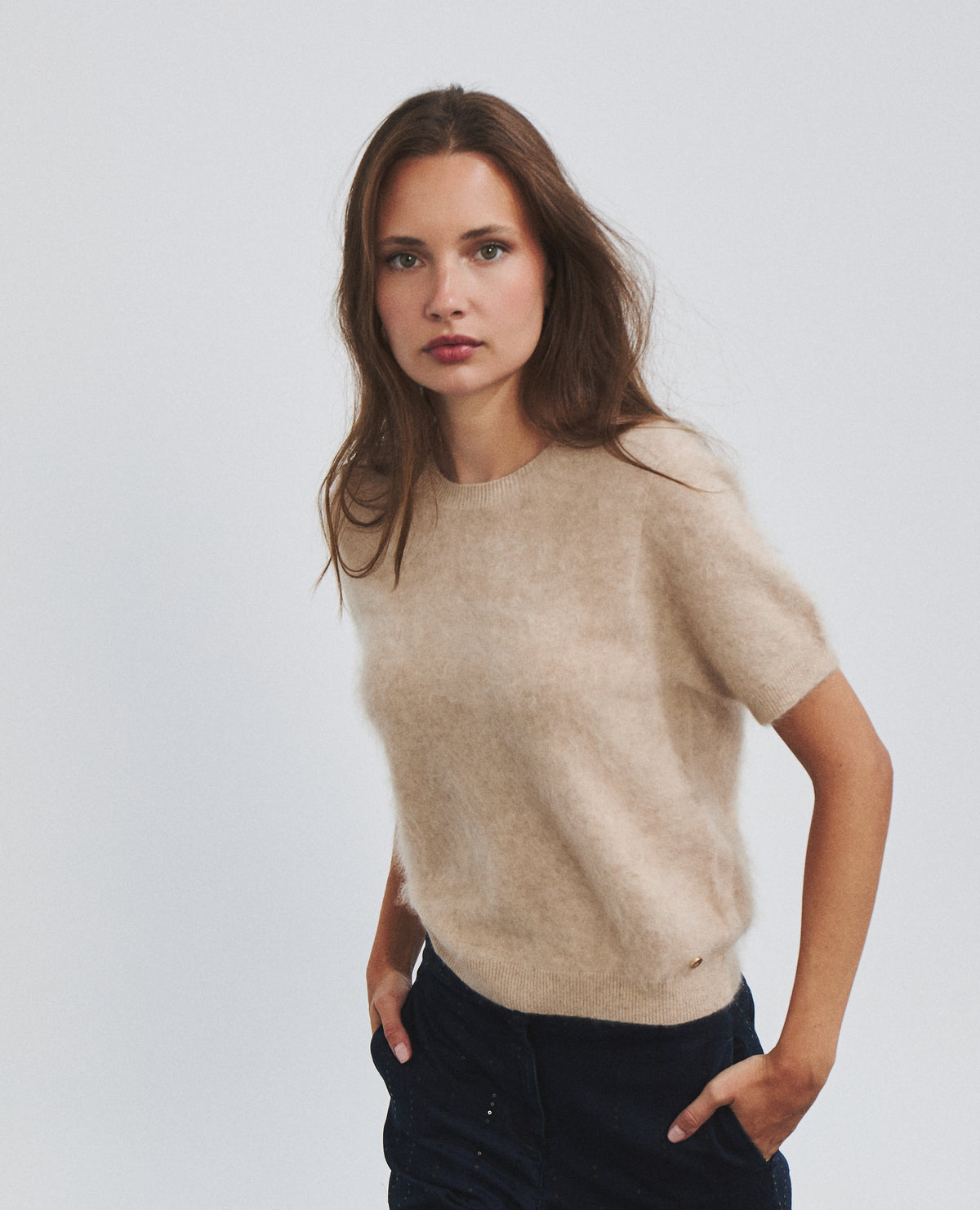 Jersey de mujer 100% cashmere de manga corta
