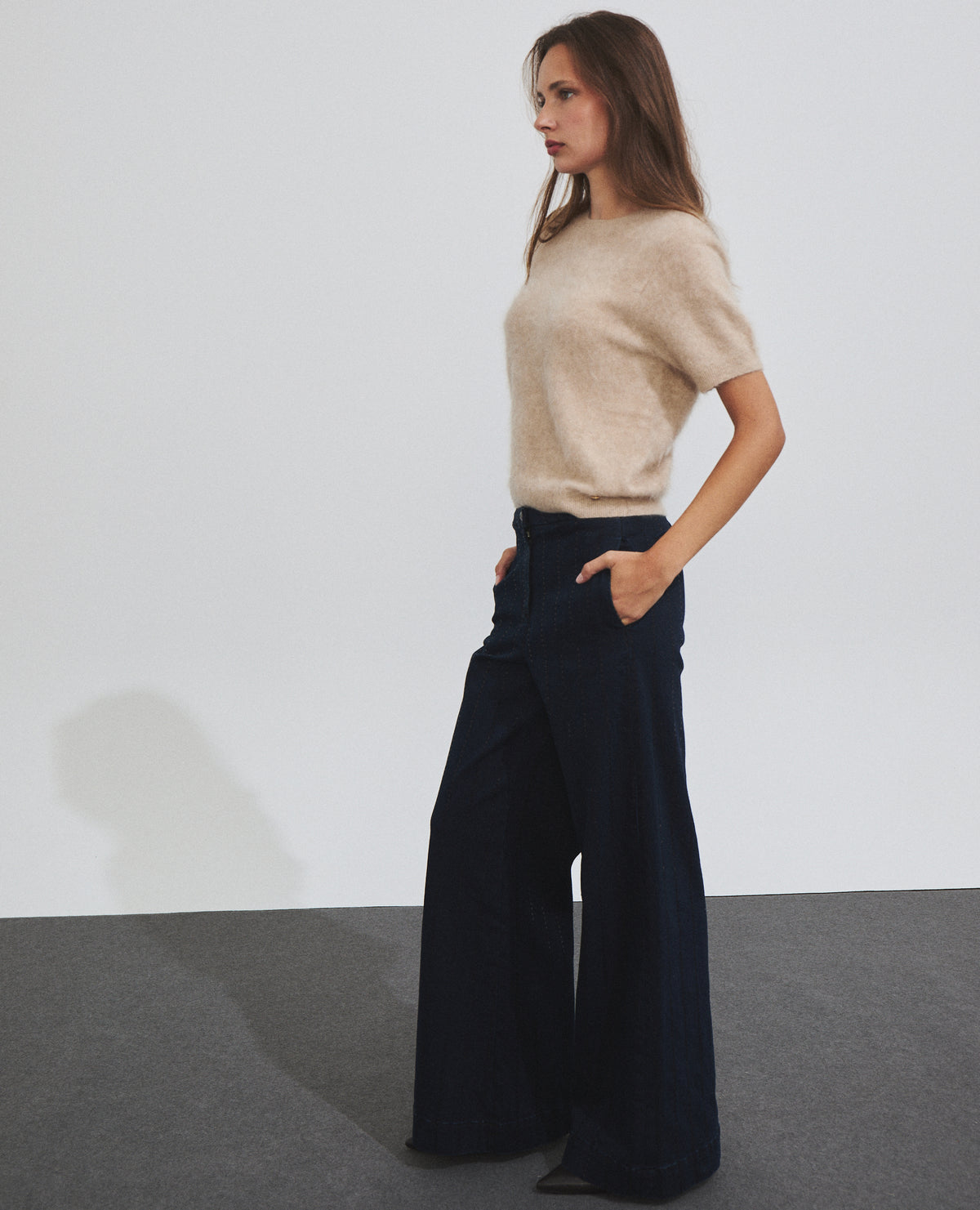Jersey de mujer 100% cashmere de manga corta