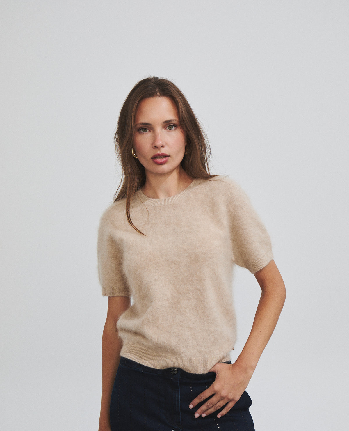 Jersey de mujer 100% cashmere de manga corta