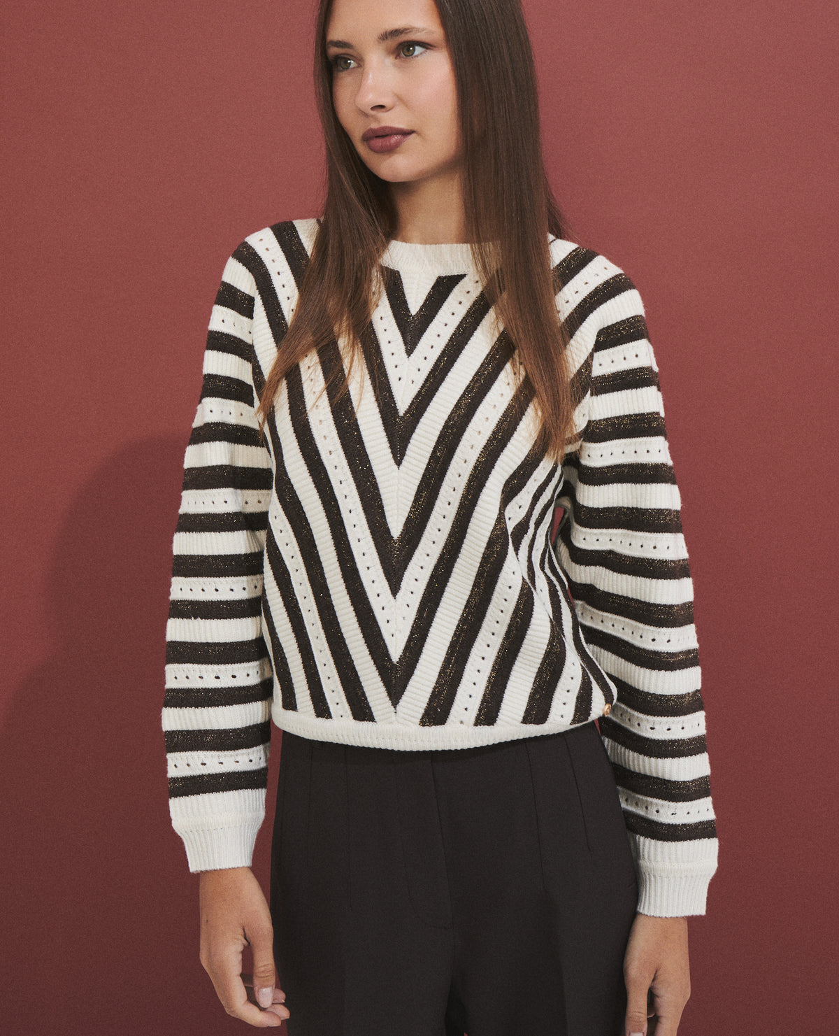 Jersey de mujer de rayas con lúrex