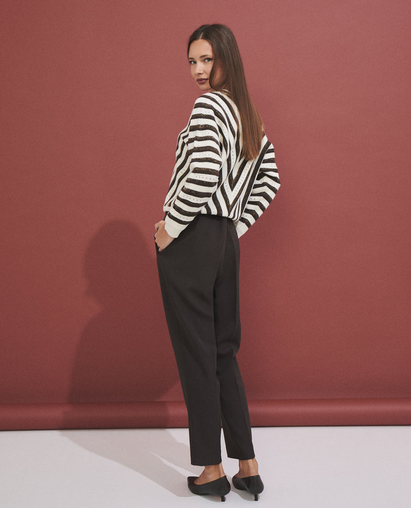 Pull rayé pour femme avec lurex