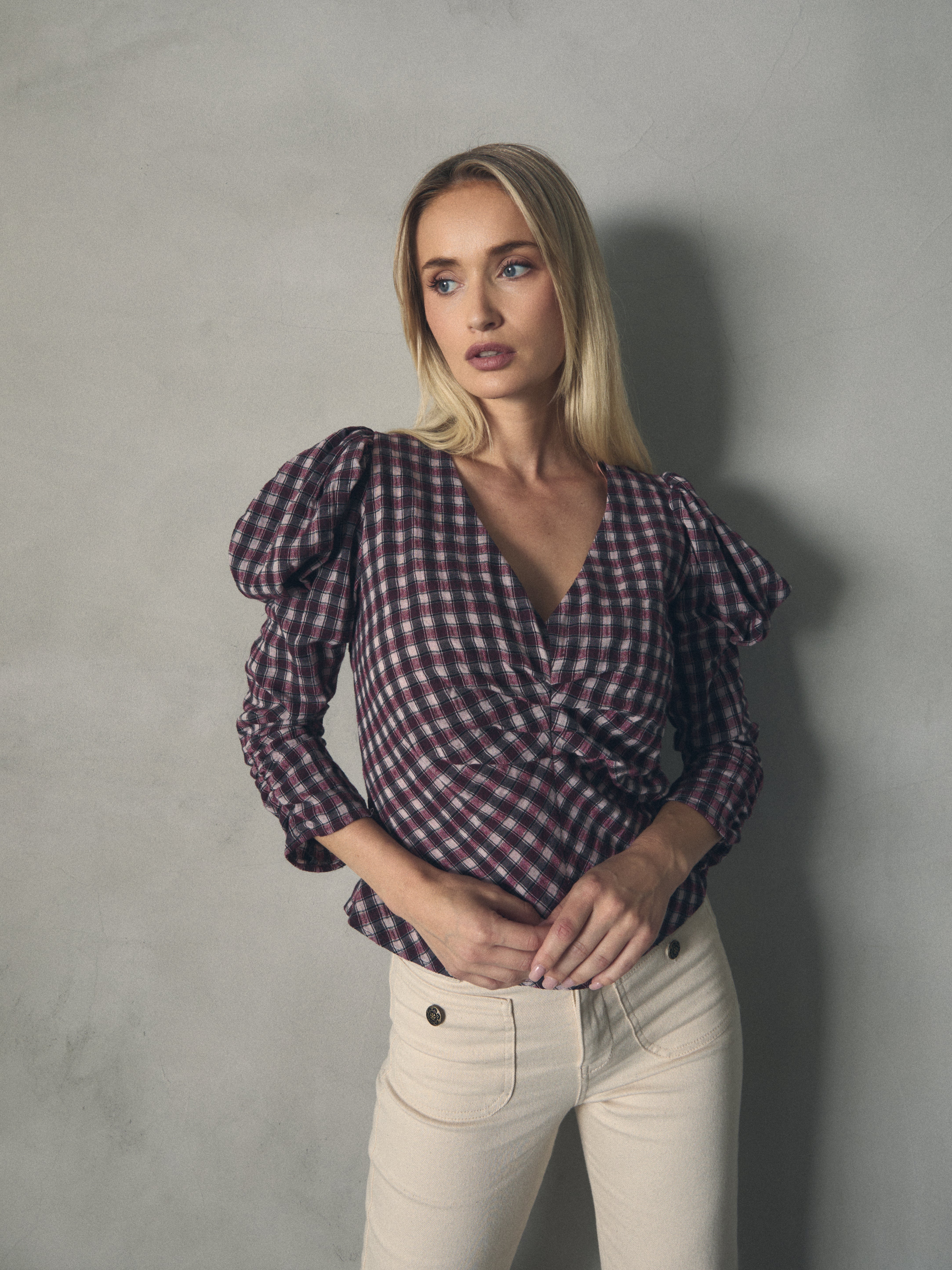 BLUSA CUADROS ROSA de mujer Hannibal Laguna Collection