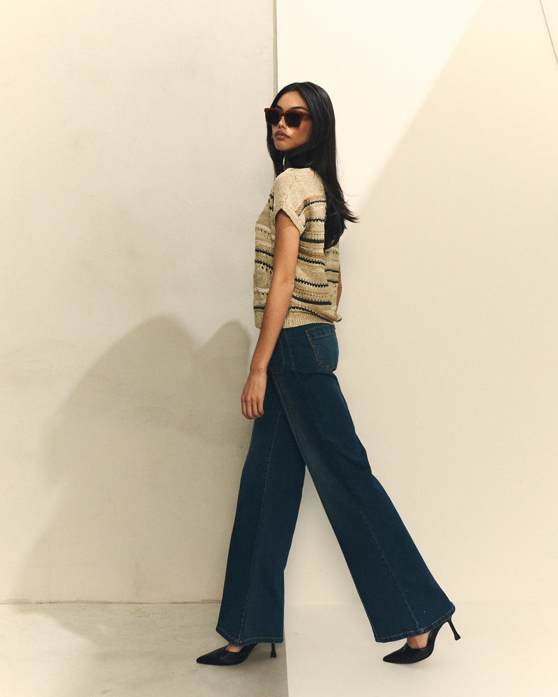 CHALECO DE PUNTO ESTRUCTURA CON RAYAS