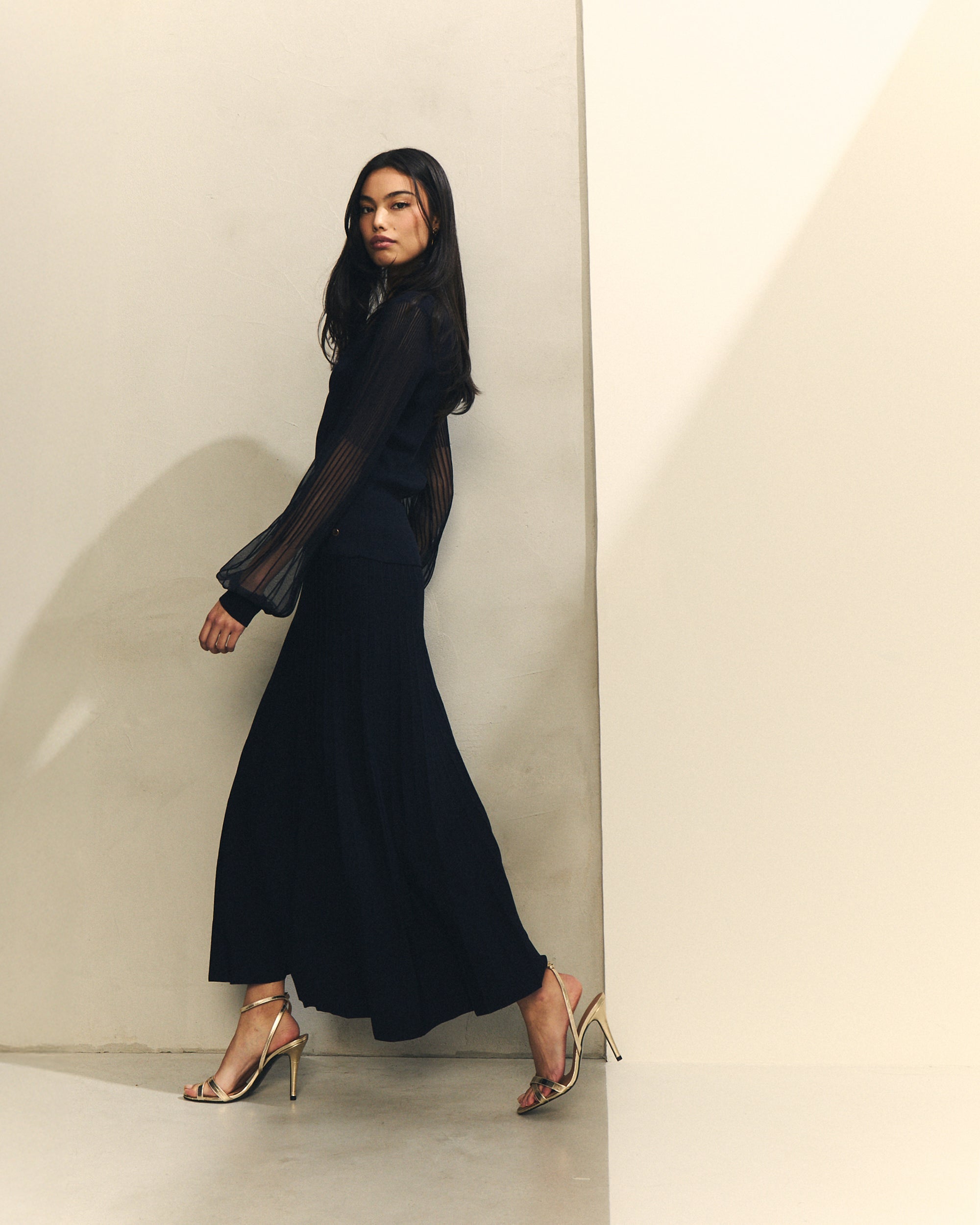 FALDA MIDI CON TABLAS de mujer Hannibal Laguna Collection