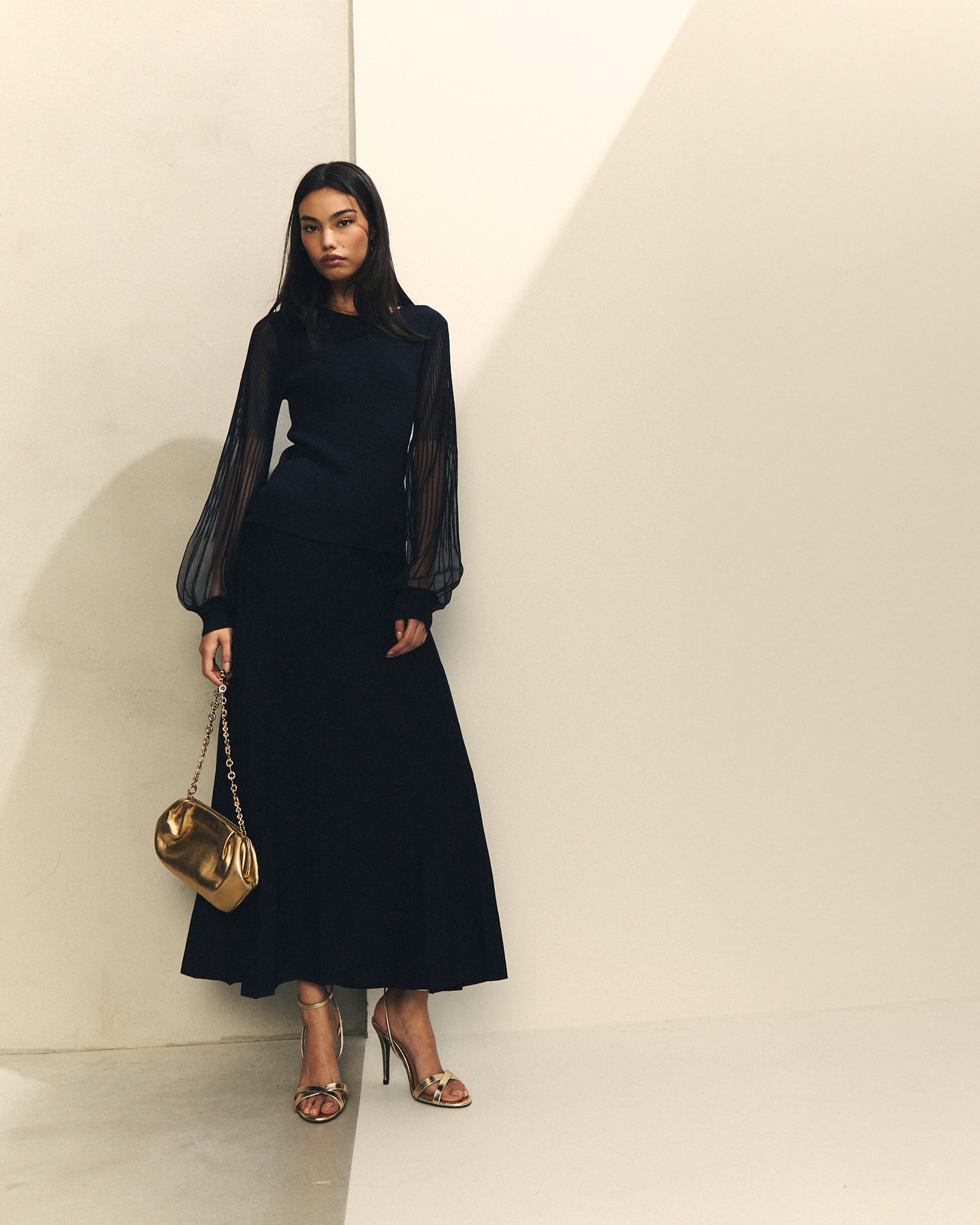 FALDA MIDI CON TABLAS de mujer Hannibal Laguna Collection