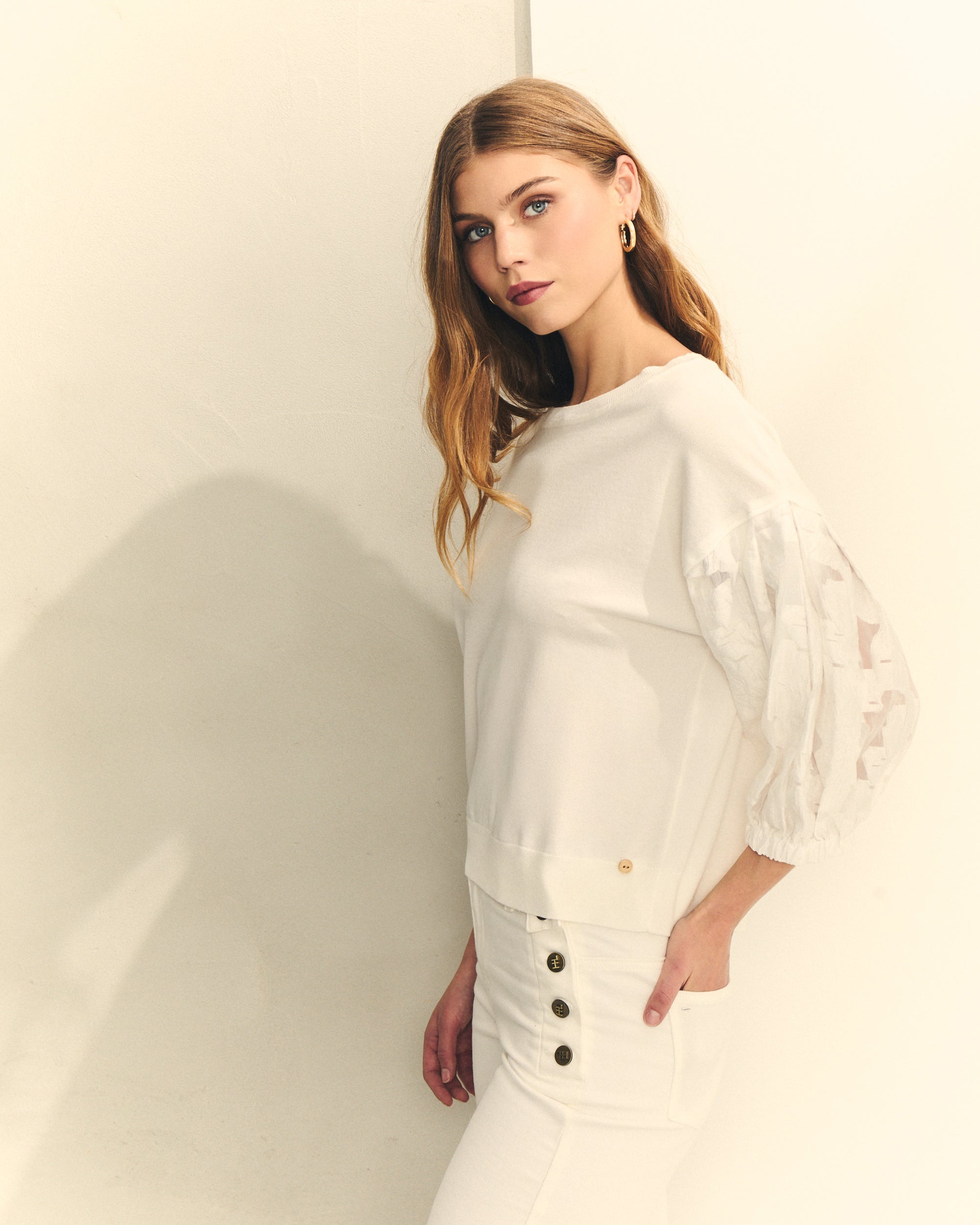 JERSEY MANGA CORTA COMBINADA EN JACQUARD de mujer Hannibal Laguna Collection