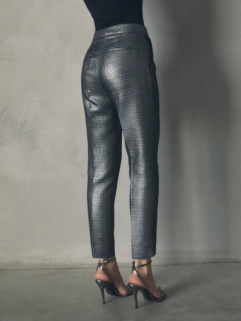 PANTALON BRILLO PLATA BOTON JOYA