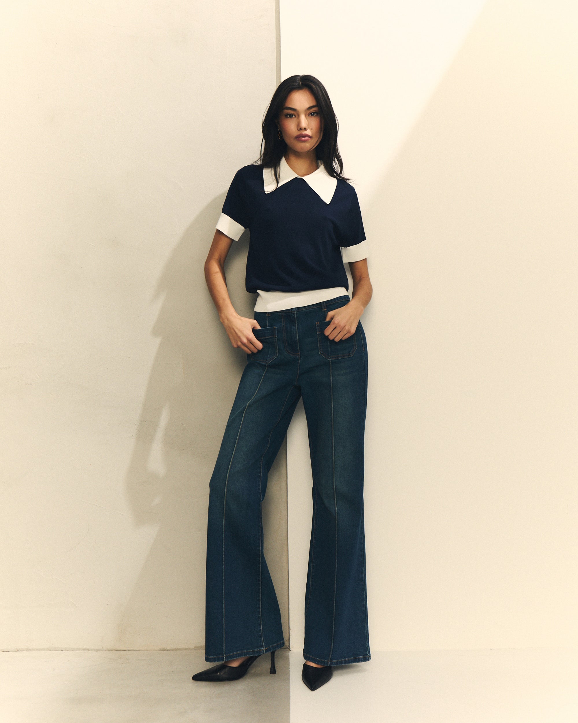 PANTALON DENIM ANCHO de mujer Hannibal Laguna Collection