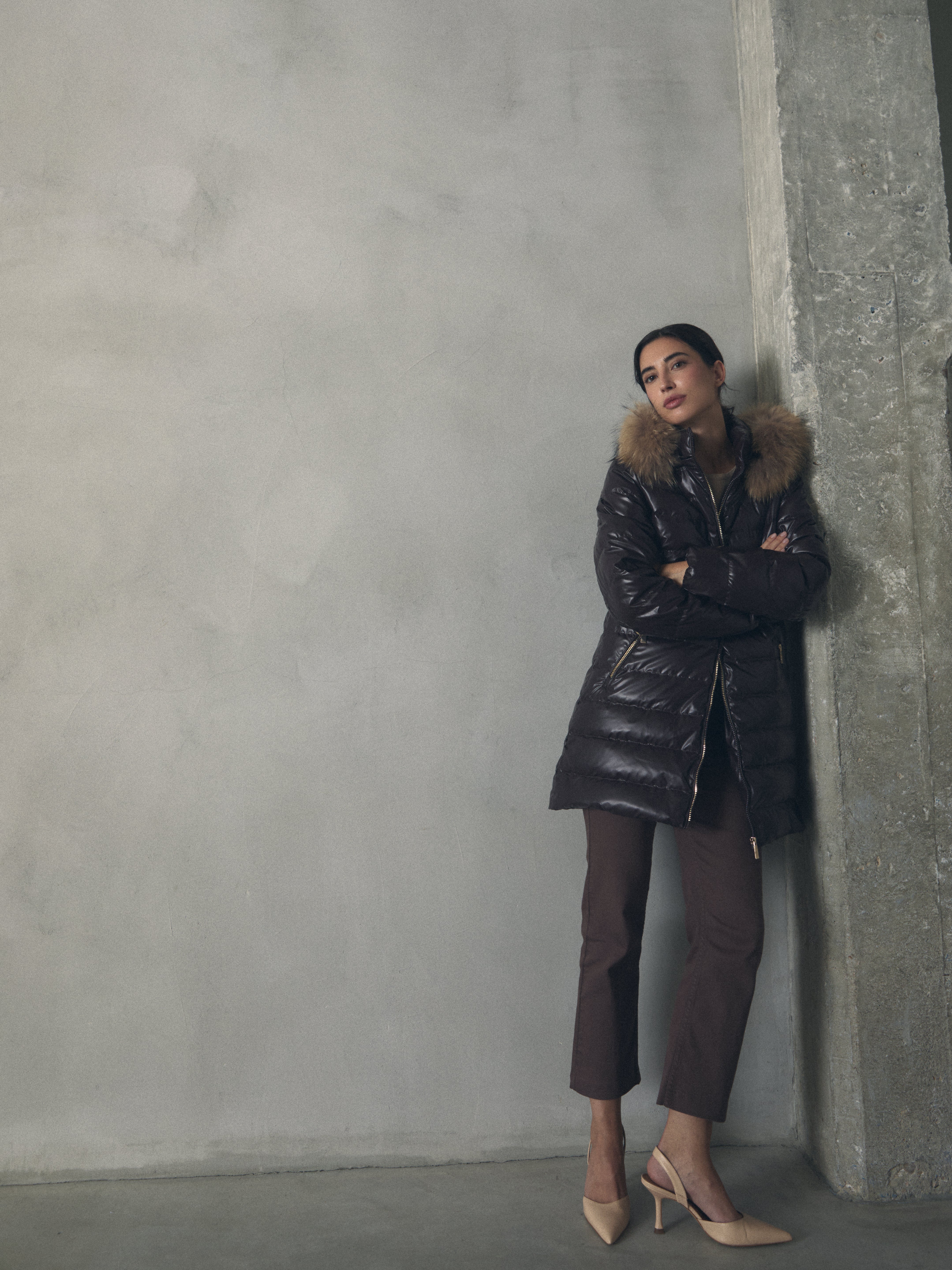 PLUMAS ACOLCHADO CON CAPUCHA PELO de mujer Hannibal Laguna Collection