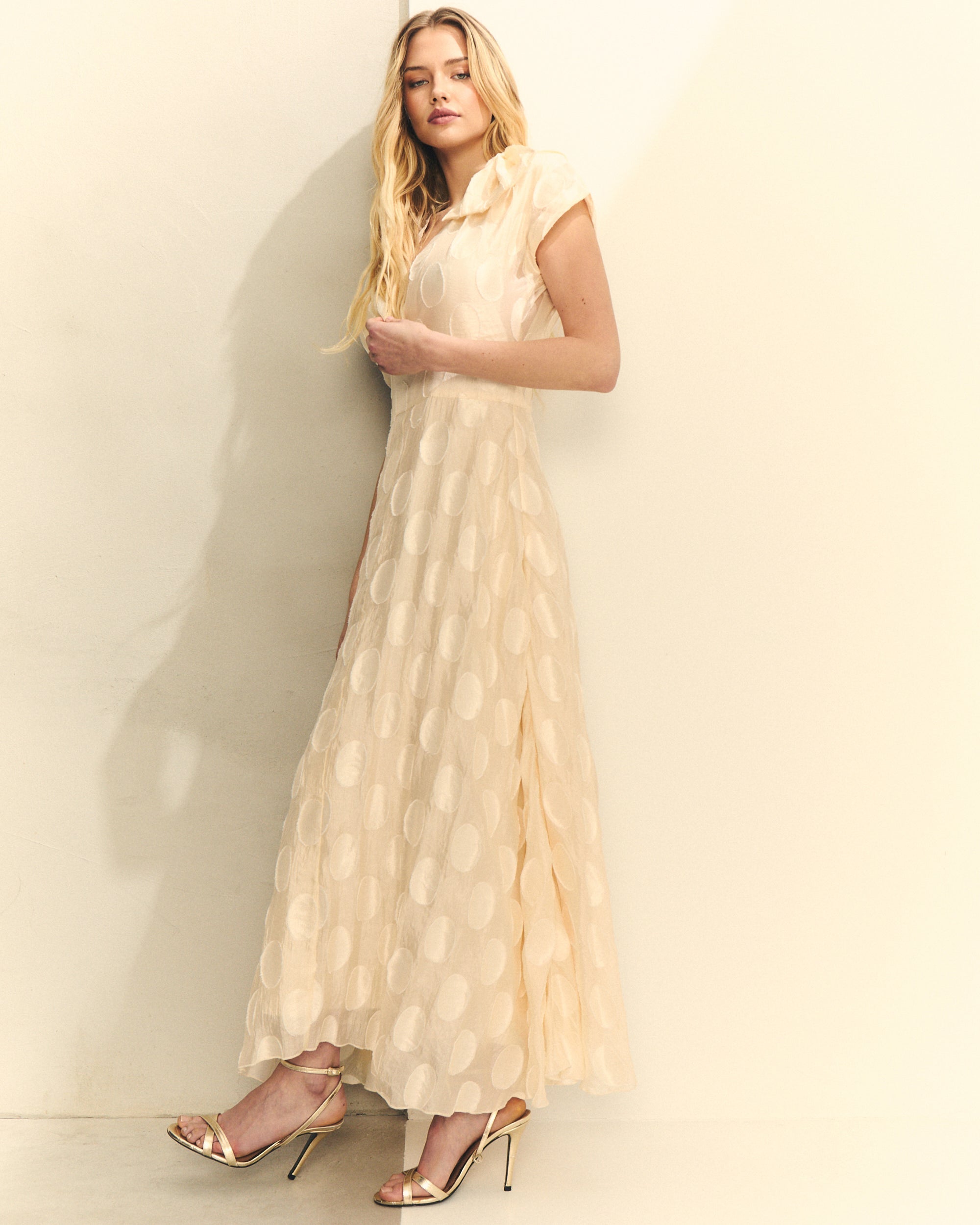 VESTIDO JACQUARD LUNARES CON LAZO de mujer Hannibal Laguna Collection