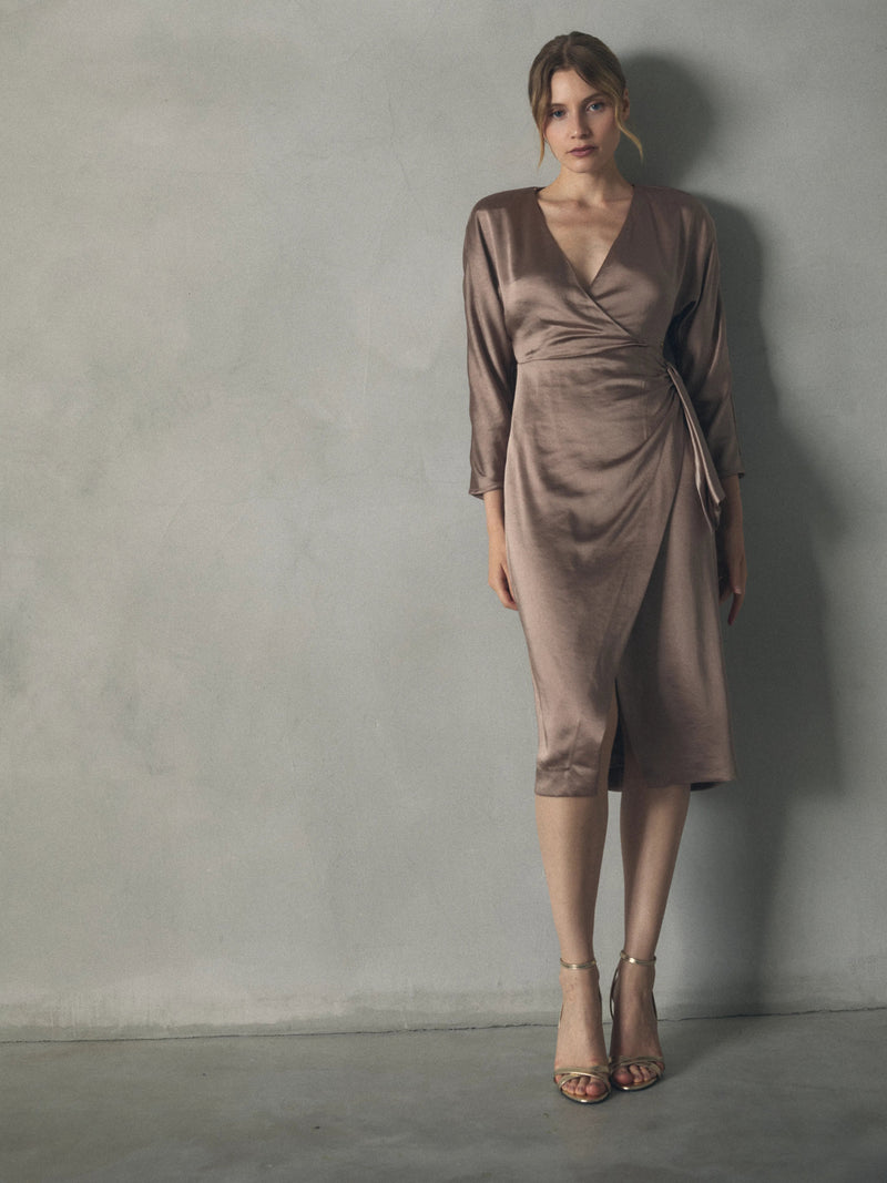 VESTIDO RASO LAZO CINTURA